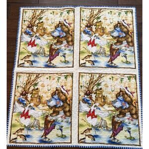 Critter Jamboree Quilt Handmade Child Crib Lap Blanket Country Animals 40 X 46